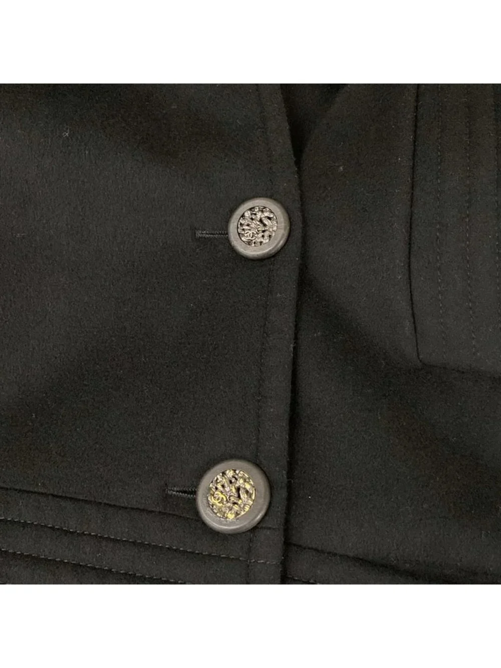 Chanel Coat 42 L Black Long Sleeve Wool